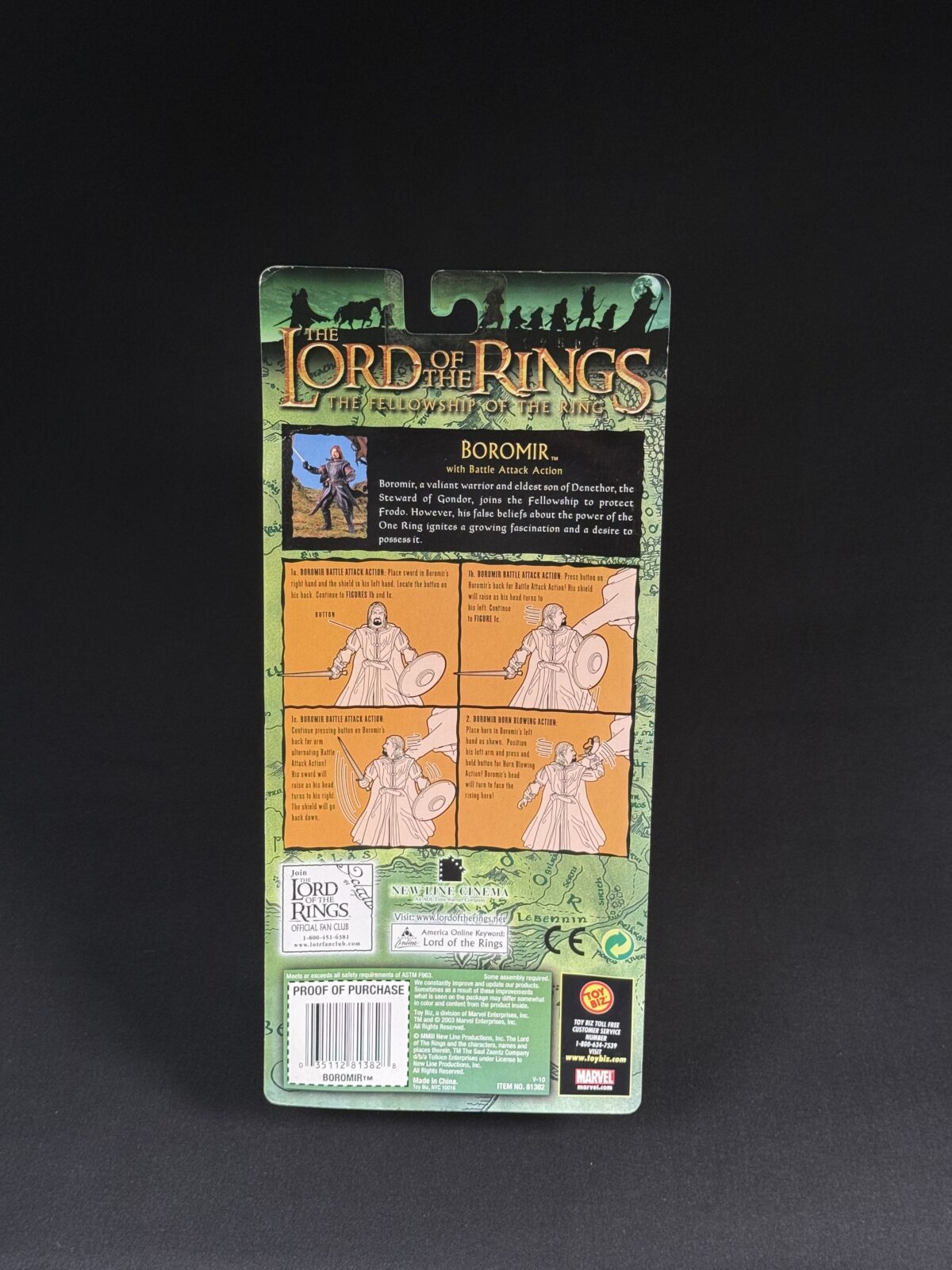Boromir with Battle Attack Action - Lord of the Rings: Fellowship of the Ring (Toy Biz 2001) - Image 2