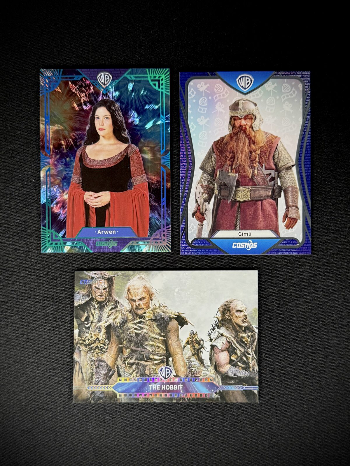 Lot of 3 Warner Bros. LOTR / The Hobbit Foil Cards (Gimli, Arwen, Orcs)