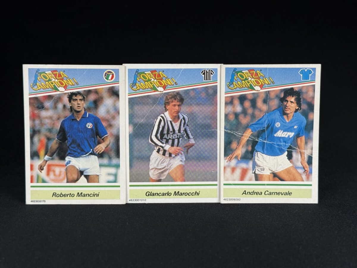 1989 Kenner Forza Campioni 3‑Card Lot (Mancini / Marocchi / Carnevale)