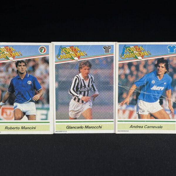 1989 Kenner Forza Campioni 3‑Card Lot (Mancini / Marocchi / Carnevale)