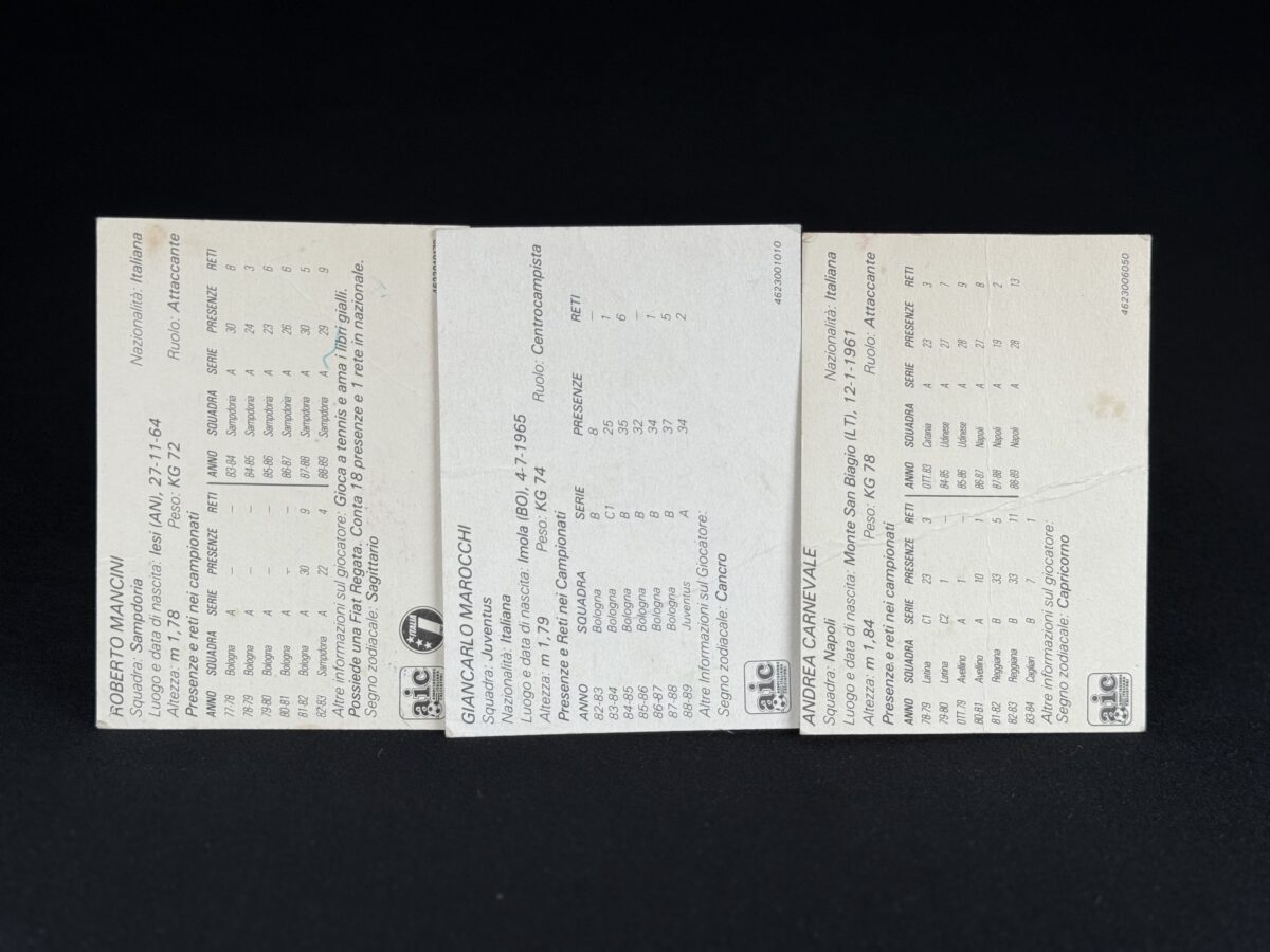 1989 Kenner Forza Campioni 3‑Card Lot (Mancini / Marocchi / Carnevale) - Image 2