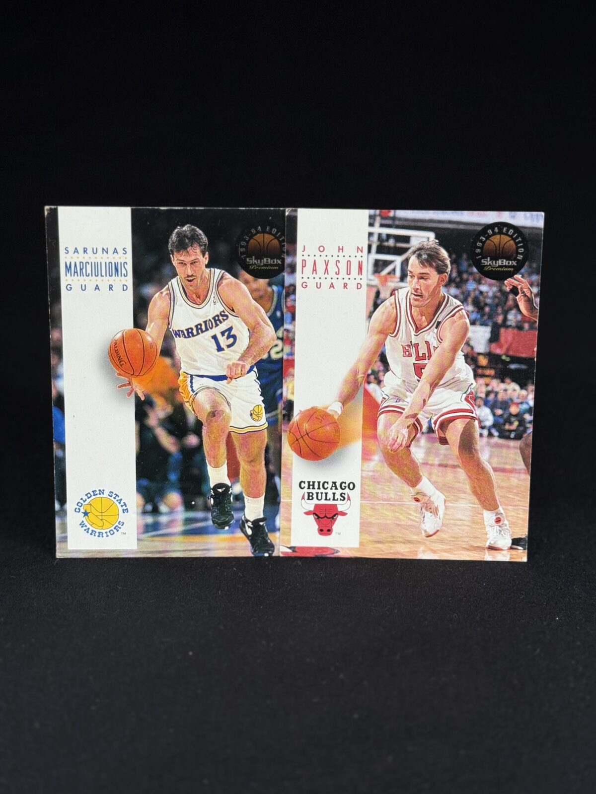 1993‑94 SkyBox Premium 2‑Card Lot (Šarūnas Marčiulionis #75 & John Paxson #46)
