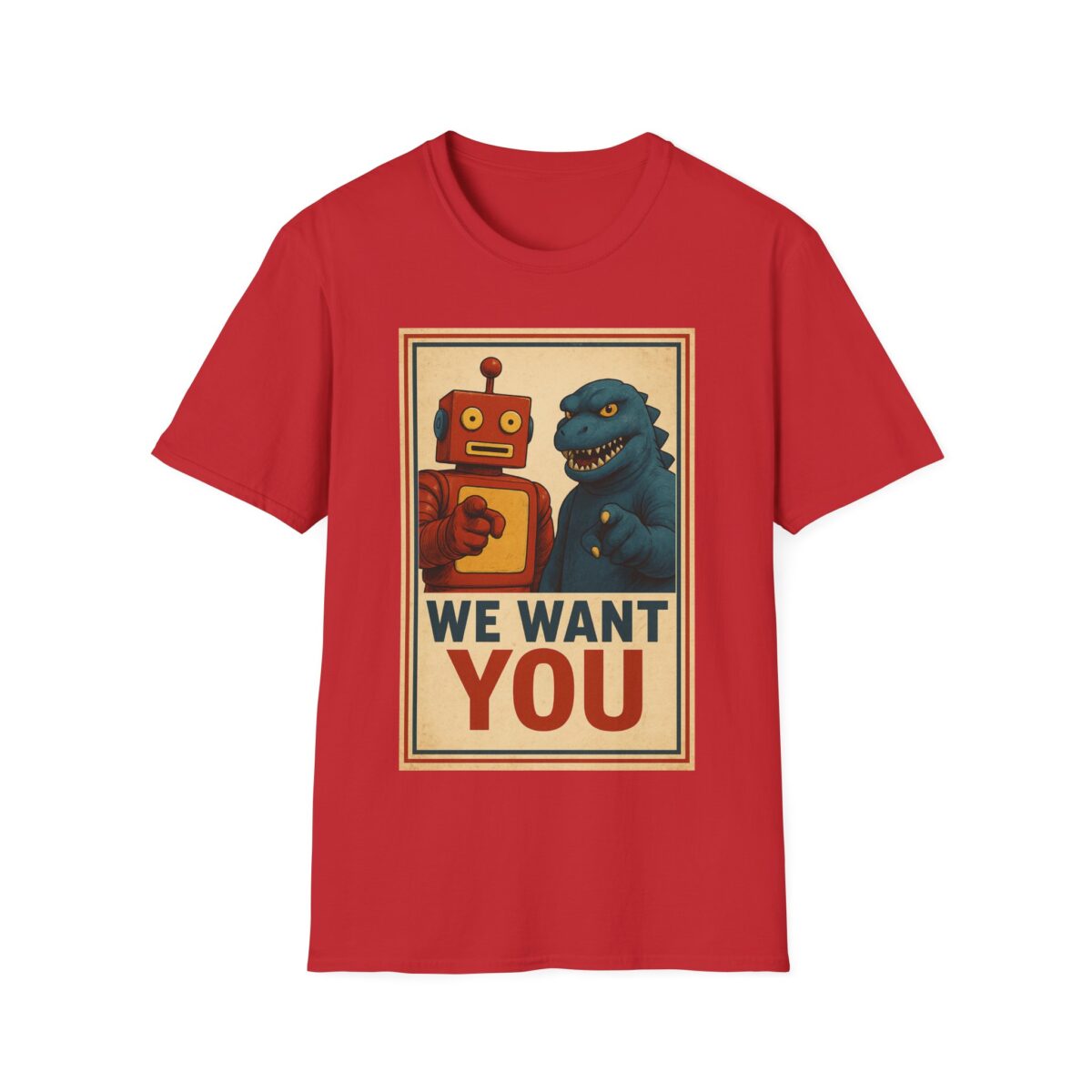 WE WANT YOU - Memento Bazaar Propaganda T-Shirt, Retro Softstyle Tee, Unisex - Image 2